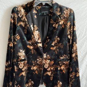 Cynthia Rowley VELVET BLAZER Size Large Black Floral